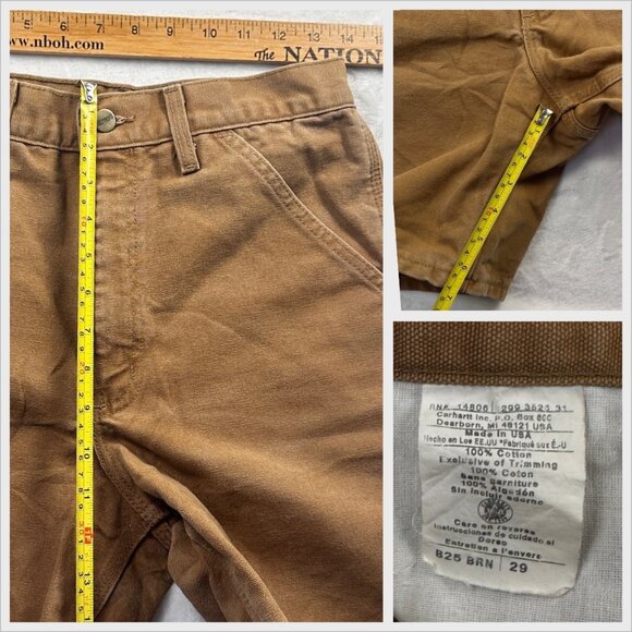 VTG. Carhartt B25 Work Shorts Size 29 Duck Canvas Carpenter Utility Made in USA - Picture 6 of 7